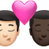 👨🏻‍❤️‍💋‍👨🏿 kiss: man, man, light skin tone, dark skin tone display on Apple